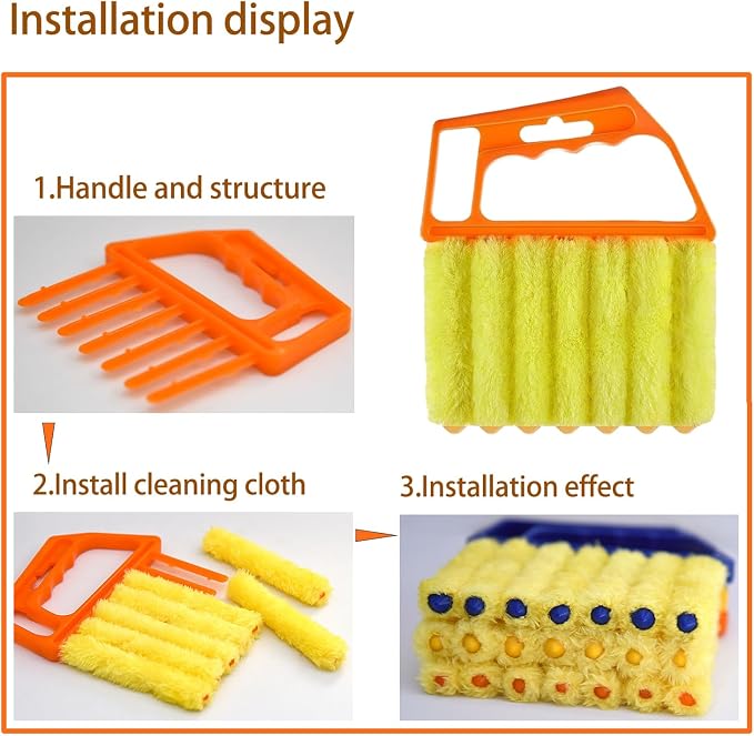 Washable Blinds Cleaner Tool, Blind Duster, Microfiber Dusting Brush for Venetian Blinds, Window Shutters, Air Conditioner Vents (4-Pack)