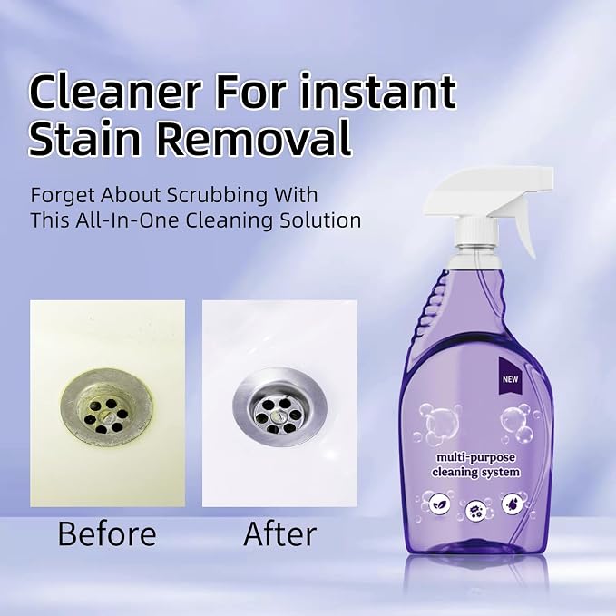 Oven Cleaner Spray with 18 Concentrated Tablets - Powerful Degreaser for Stovetop, Grill, Kitchen Grease, Bathroom, Multi-Surface Cleaning, Safe & No Harsh Fumes (Upgraded Formula)