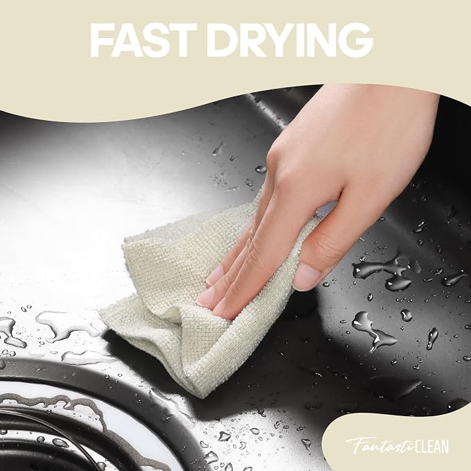 Fantasticlean Microfiber Cleaning Cloth Roll 4 Rolls 240 Pack, Tear Away Paperless Towels, 8" x 8", Reusable Washable Rags, House Kitchen, Pet, Office, Indoor Outdoor, Compact and Portable (Off-White)