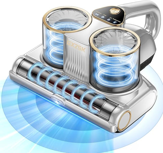 Gxzsk Mattress Vacuum Cleaner 16kPa, Bed Vacuum with 253.7nm UV-C Light | Ultrasonic & 140℉ Heating, Dual Cup & Widen Suction Port Handheld Vacuum for Bed, Sofa, Couch, Crib (500W, Corded)