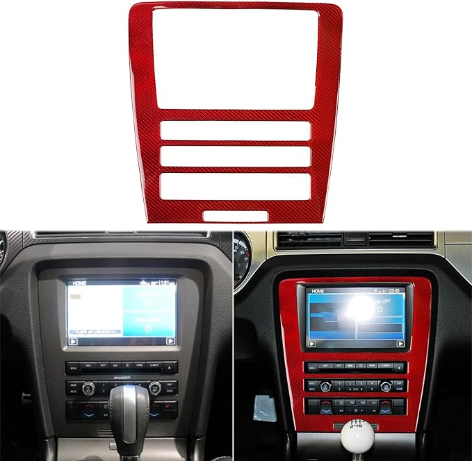 Real Carbon Fiber Trim for Ford Mustang Accessories | for 2009 2010 2011 2012 2013 2014 Navigation Control Panel GPS Display Cover Interior Thick Overlay Decal