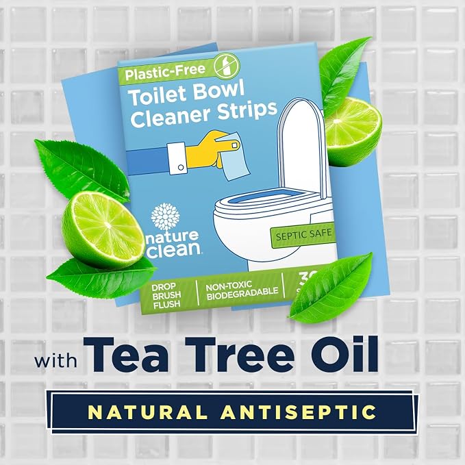 Nature Clean Natural Toilet Bowl Cleaners Strips 6 x 45 count, Plastic-Free Packaging, Refresh Toilets & Bathroom. No Splash