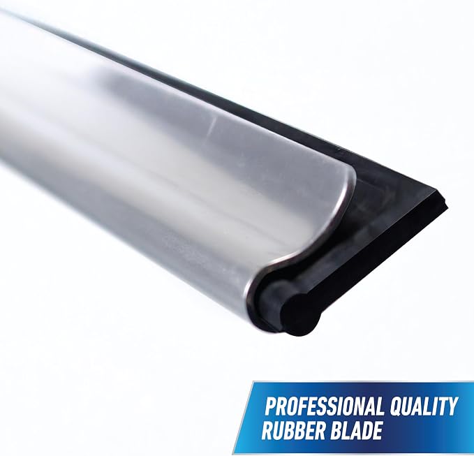 Unger Professional Connect and Clean 18” Proflex 2-in-1 Squeegee and Scrubber, High Access Window Cleaning Tool with Pivoting Head, Commercial and Residential Use, Reusable Microfiber Sleeve