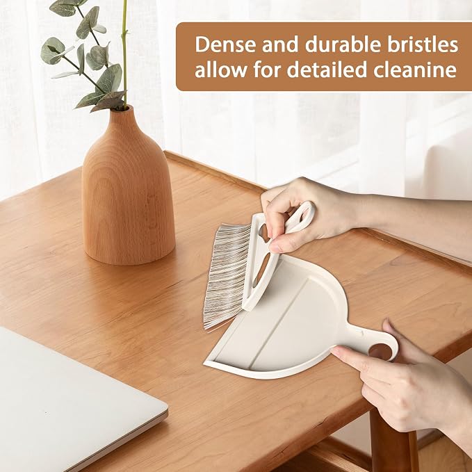 Mini Broom and Small Dustpan Brush - Hand Broom and Dustpan Set, Mini Dust pan and Brush Set, Small Dust pan for Cat Litter, Kitchen, Tables, Countertops, Cars, etc.
