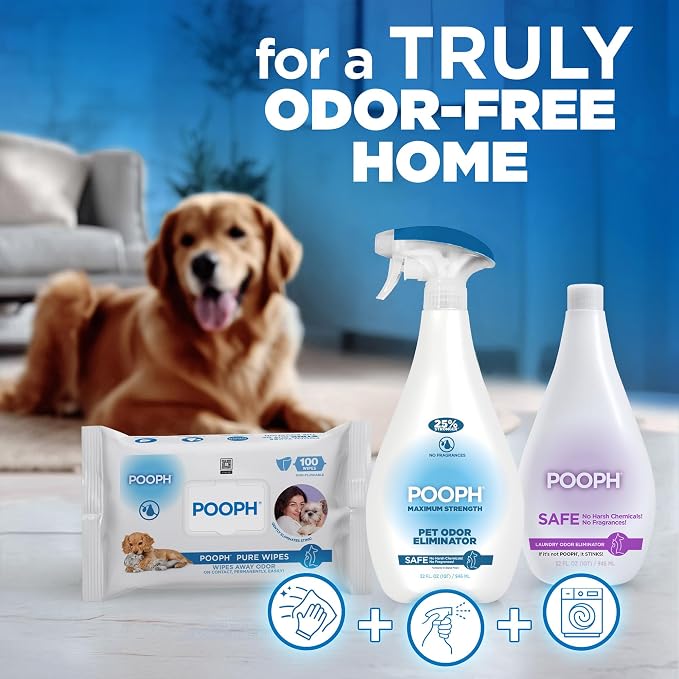 POOPH Plus Maximum Strength Pet Odor Eliminator Spray, 32 oz | Maximum-strength odor eliminator spray on carpets, furniture, litter boxes, and hard floors, 32 oz