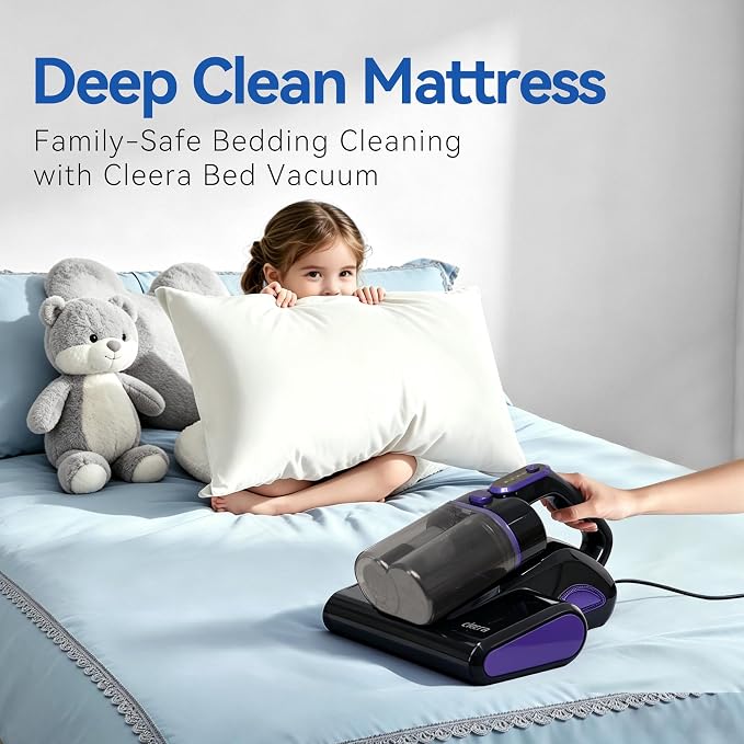 Mattress Vacuum Cleaner, 600W 16KPa Corded Bed Vacuum with 140°F Hot Air & HEPA Filter, Deep Cleaner for Mattress, Sofa, Crib, Dust & Pet Hair