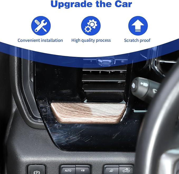 for Silverado Dashboard Panel Trim Compatible with Chevy Silverado 2022 2023 2024 Wood Grain Interior Accessories 2pcs