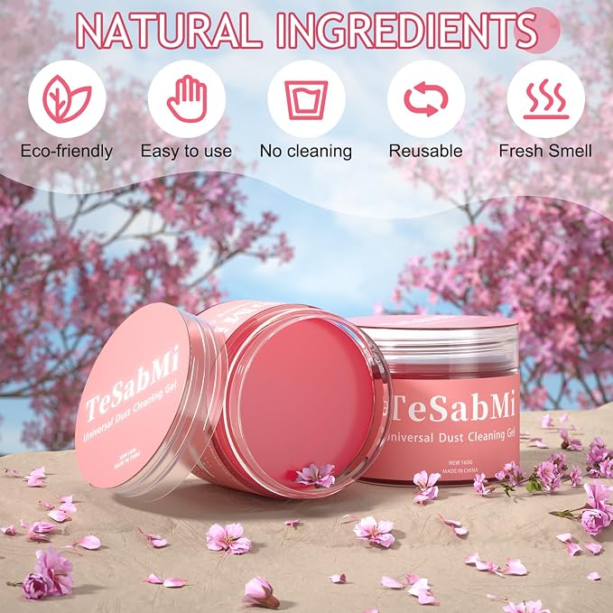 TeSabMi Car Cleaning Gel Car Cleaning Putty Car Putty Car Interior Cleaner Car Slime Car Detailing Kit Car Accessories Gifts for Dad Men Him Women Stocking Stuffers Pink