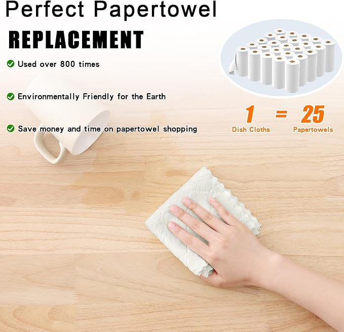 Homaxy 24 Pack Kitchen Dish Cloths (10 x 10 Inches, White), Super Soft and Absorbent Coral Velvet Dish Towels, Nonstick Oil Fast Drying Microfiber Cleaning Cloth, No Lint Household Dishcloths