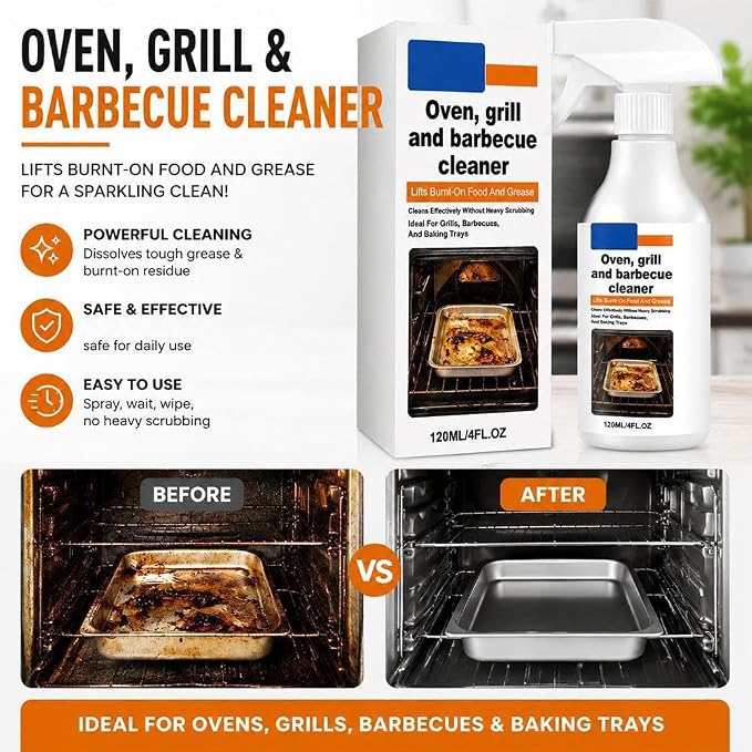 Oven Cleaner Spray,Heavy Duty Oven Rack & Grill Cleaner,All Purpose Kitchens Heavy Oil Cleaning Agent for Kitchen Appliances,BBQ Grill Cleaners for Microwave, Air fryer, Ovens, Grills