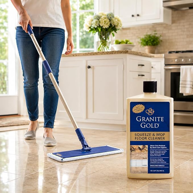 Granite Gold Squeeze and Mop Floor Cleaner For Granite, Marble, And Other Natural Stone Or Ceramic Tile Surfaces, 32 Fl Oz