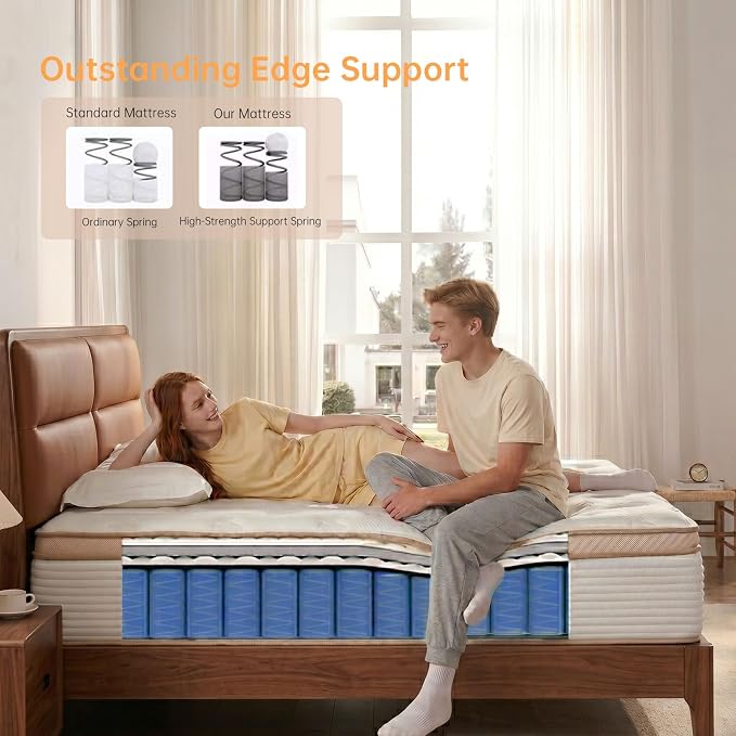 Queen Size Mattress,12 Inch Hybrid Mattress with Memory Foam & Individual Pocket Springs Bed in a Box, Pressure Relief, Fiberglass Free & Medium Firm, 365-Night Trial & CertiPUR-US, 80"x60"x12"