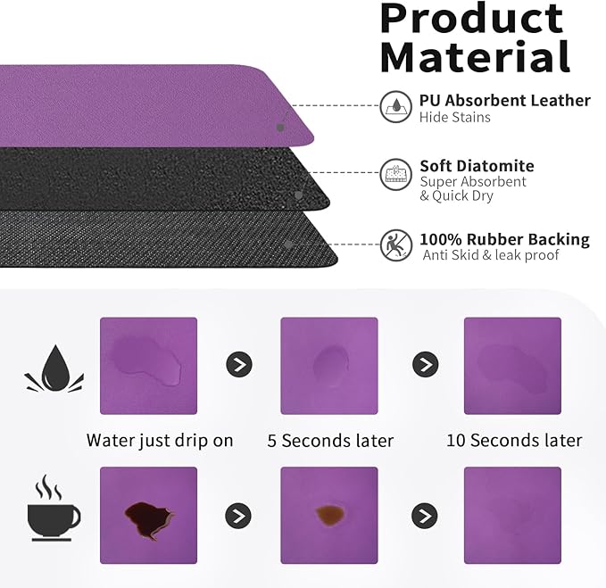 HotLive Coffee Mat - Absorbent Hide Stain Rubber Backed Dish Drying Mat for Kitchen Counter - Bar Mats for Countertops Accessories Fit Under Coffee Maker Espresso Machine
