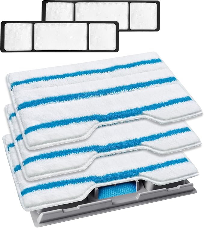 KEEPOW Reusable Mop Replacement Pads, Mop Pads Refills Compatible with Shark Vac Mop VM252 VM200 VC205 VM250 /QM250 VM190 VM200P12, Hardwood Floor Mop Pad with Upgraded Dirt Chamber (1+2+3 Pads) | Reusable Hardwood Floor Mop Pad with Upgraded Dirt Cham...