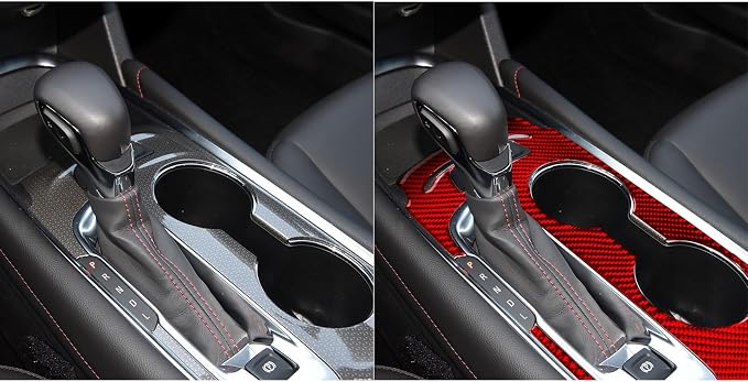 Red Real Carbon Fiber Trim for Chevy Malibu 9th Gen Accessories | for 2016-2024 at Panel Type A Gear Shift Panel Box Cover Sticker Interior Thick Overlay Decal