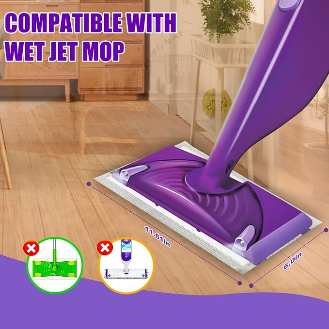 80 Pack Disposable Mop Pads Refills Compatible with Swiffer Wet Jet Mop | Wet Jet Mopping Pads for All Purpose Multi Surface Hardwood Floor Cleaning, 4 Layers Thickened and Super Absorbent