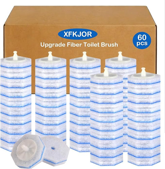 60 Count Toilet Brush Refills for Clorox - Upgrade 3-Layer Thickened Toilet Bowl Brush Compatible with Clorox Toilet Brushes, Toilet Scrubber Refill with 5X Cleaning Power, No Falling Apart