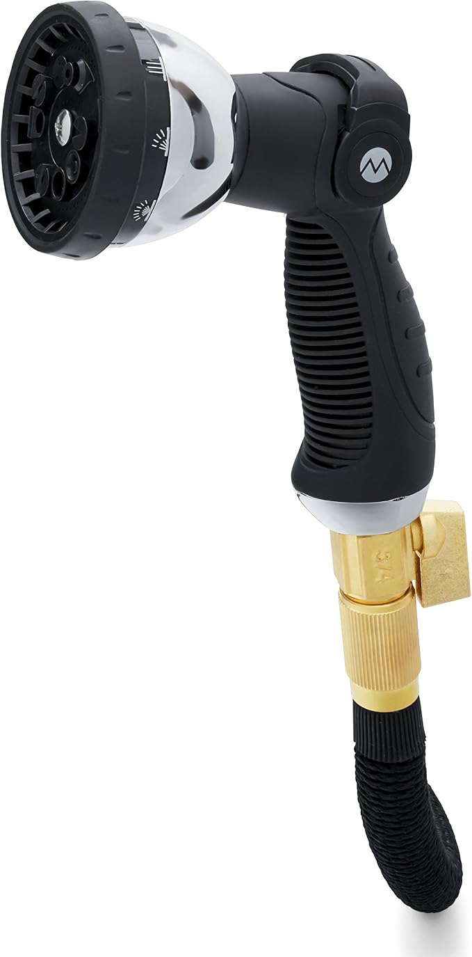 Morvat Garden Hose Nozzle Sprayer with 10 Spray Patterns, Slip Resistant Thumb Controlled Grip with On/Off Lock, Heavy-Duty High Pressure Water - Flow Control for Plants, Lawn, Pets, Cars - 2-PACK