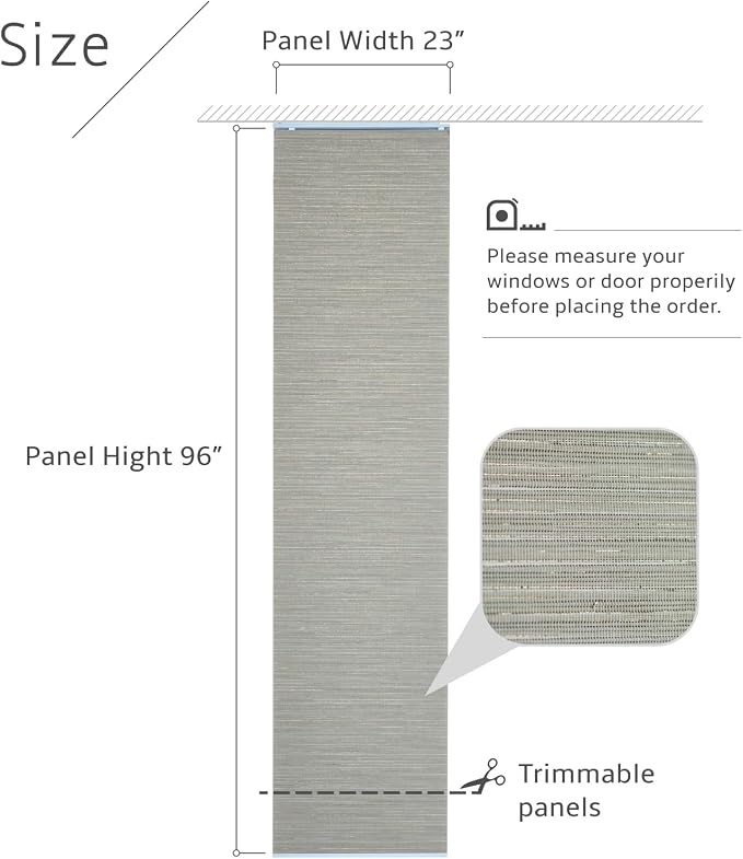 Replacement Fabric Panels for Sliding Glass Door (4-Pack, 23"x96"), Fabric Only, Natural Woven Blind Slats, Trimmable, Sheer, Track & Bottom Rail Not Included,Sand Gold