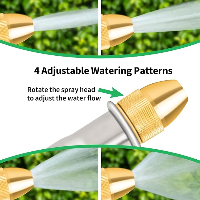 AUTOMAN Garden Hose Nozzle Sprayer - High Pressure 100% Metal Water Spray Nozzle With 4 Patterns - Heavy Duty for Watering Plants, Lawns, Washing Cars & Pets