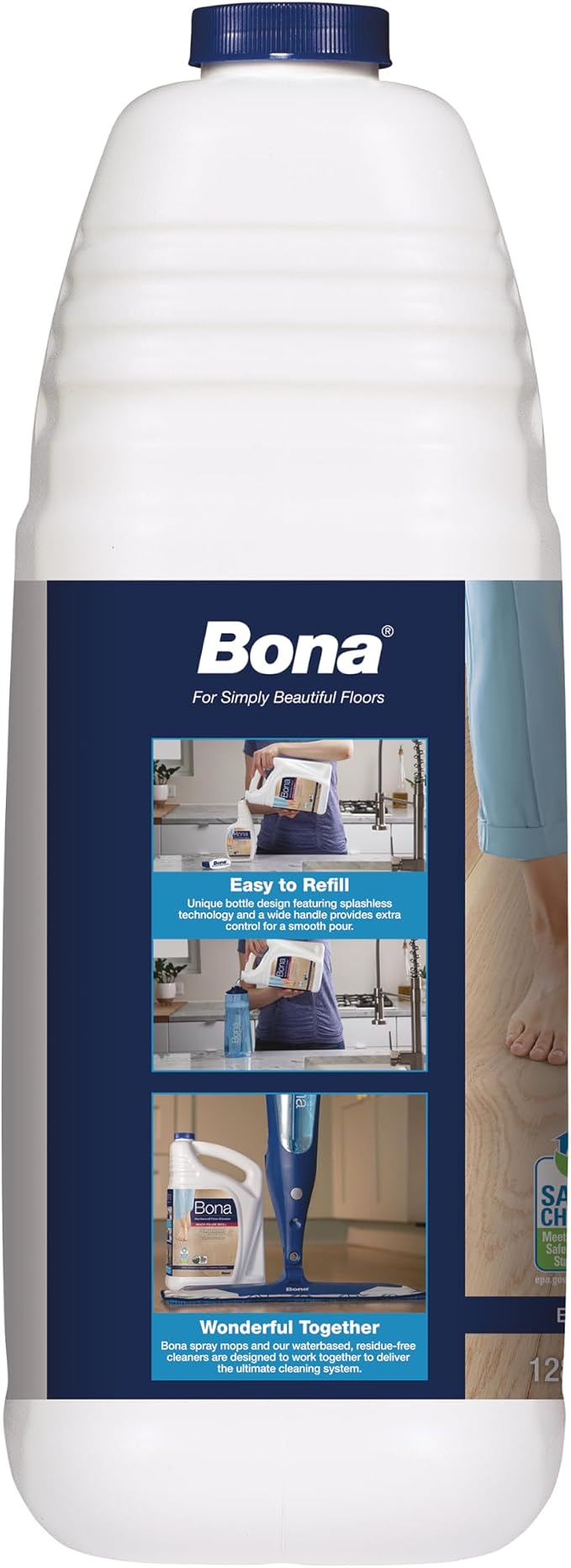 Bona Hardwood Floor Cleaner Refill - 128 fl oz - Unscented | Refill for Bona Spray Mops and Spray Bottles - Residue-Free Floor Cleaning Solution for Wood Floors