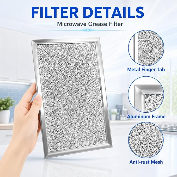 Hedday WB06X10608 Microwave Grease Filter Replacement 5.12 x 7.64 ", 4 Pack | Compatible with Frigidaire 5304464105 5304509444 5304478913 and GE Range Hood Microwave Filters, Aluminum Mesh
