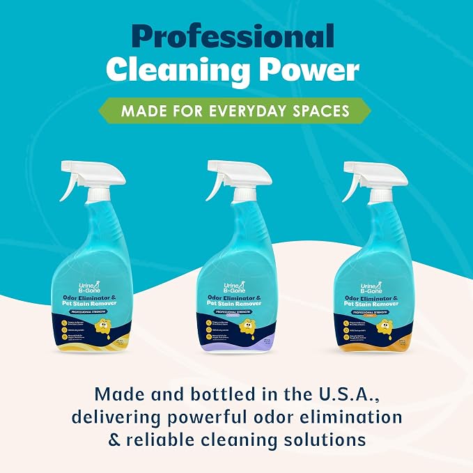Urine B-Gone, Professional Enzyme Odor Eliminator & Pet Stain Remover, Human, Cat & Dog Urine Cleaner, Effective on Laundry, Carpets & More, Original Scent, 32oz, Pack of Two