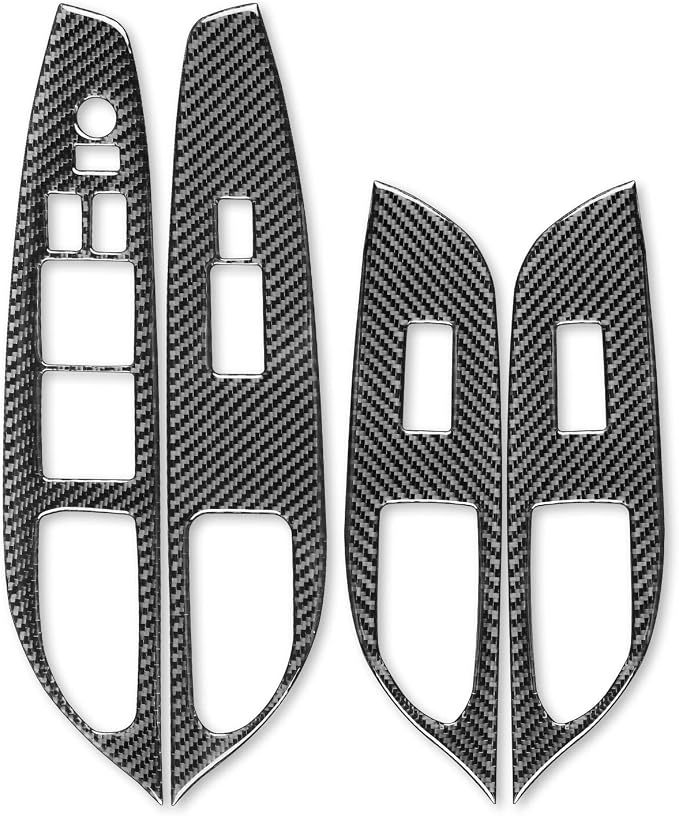 Real Carbon Fiber Trim for Infiniti Accessories | for G37 G25 Q60 Q40 X S Sedan 2008-2015 Window Lift Switch Panel Cover Interior Thick Overlay Decal - A