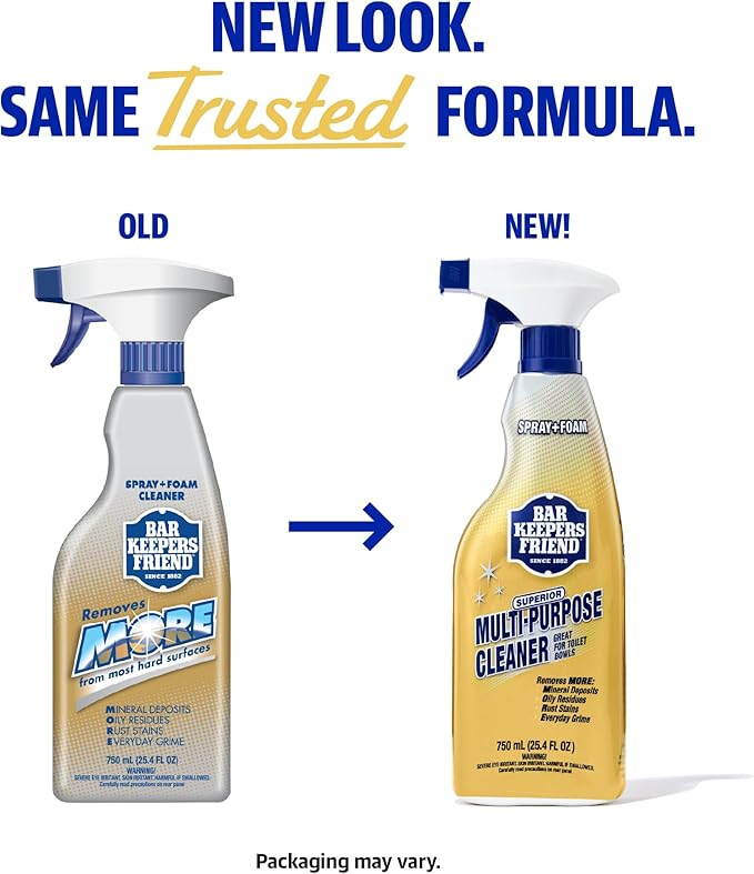 Bar Keepers Friend Soft Cleanser 26 oz + Spray & Foam Multipurpose MORE Spray Cleaner 25.4 oz, Multi Purpose Cleaner Bundle, Removes Grease, Rust Stains, Soap Scum & More in Home & Outdoors