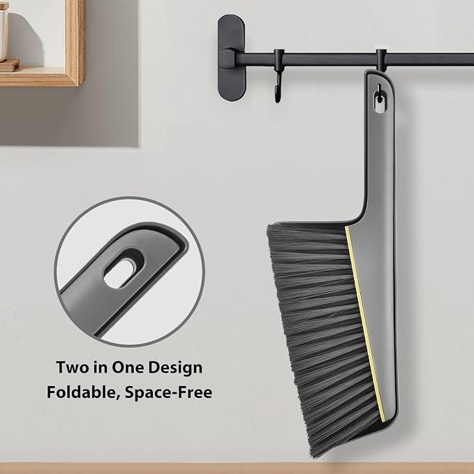 Lumkew Small Broom and Dustpan Set, Hand Mini Dust-Pan and Brush,1 Pcs Gray | Handheld, Portable, Compact