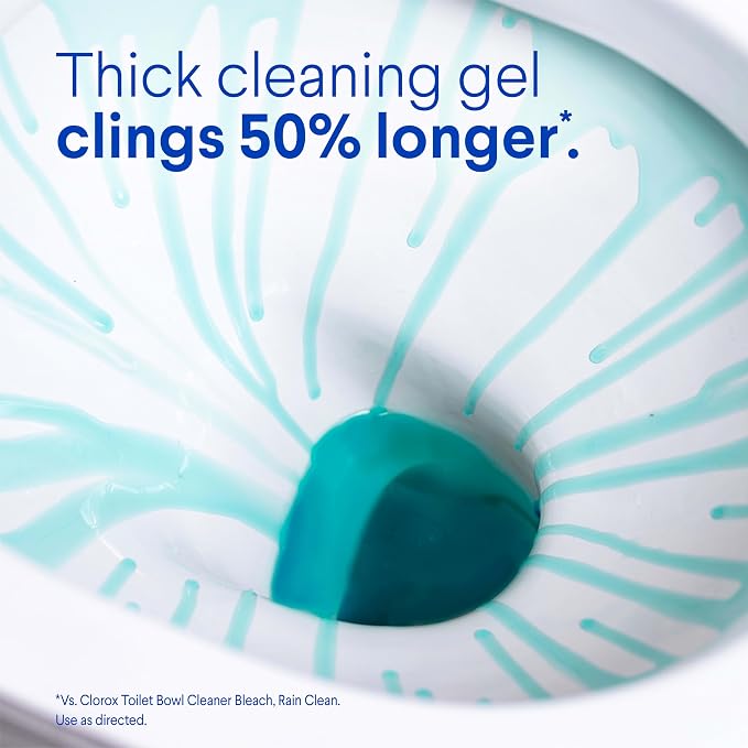 Clorox Toilet Bowl Cleaner Clinging Bleach Gel, Kills 99.9% of Bacteria and Viruses, Ocean Mist, 24 Fl Oz, Pack of 2
