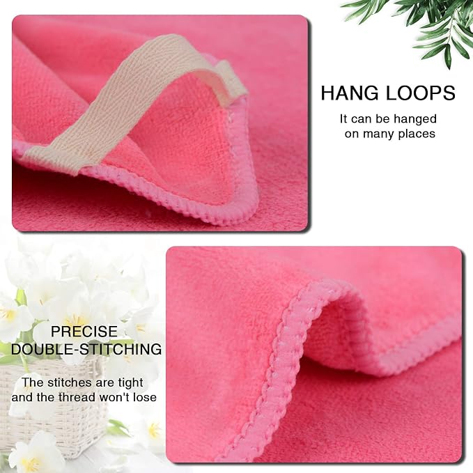 SINLAND Brushed Microfiber Facial Cloths Fast Drying Washcloth 12inch x 12inch Absorbent Face Wash Cloth Soft Makeup Remover Cloths