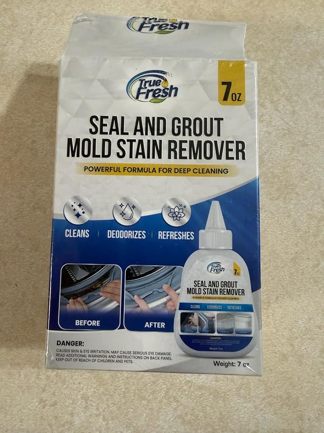 True Fresh Heavy Duty Mold Stain Remover Gel, 7 oz | Powerful Cleaner, For Front Loader Washing Machine Seals, Bathroom Grout, Shower Caulking, Tiles & More