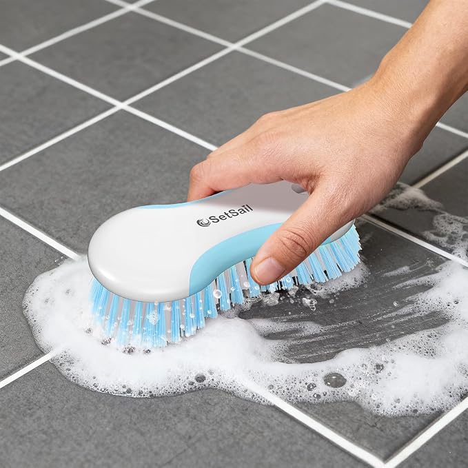 SetSail Multi-Purpose Scrub Brush of 2 Pack, Blue | Stiff Bristles Cleaning Brush with Non-Slip Grip Heavy Duty Scrub Brushes for Cleaning Bathroom Kitchen Tile Bathtub Sink