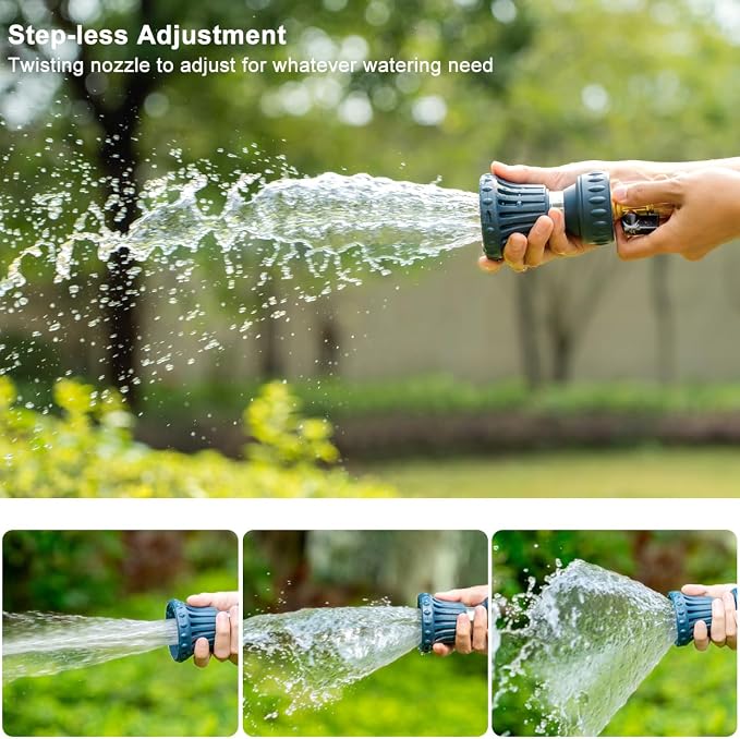 FANHAO Fireman Style Water Hose Nozzle, High Pressure Adjustable Sprayer | Rustproof Metal, Step-less Spray Adjust, Ergonomic Anti-Slip Soft Grip Fire Hose Sprayer Nozzle for Garden, Patio, Car & Pet