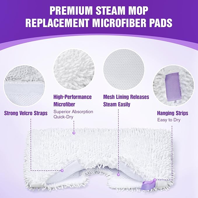 S3501 S3601 Steam Mop Replacement Pads Compatible with Shark Steam Pocket Mops S3501 S3601 S3550 S3801 S3901 S3601D S3801CO S3901D S3455K S2902 SE450, Washable Microfiber Mop Pads Reusable, 3 Pack