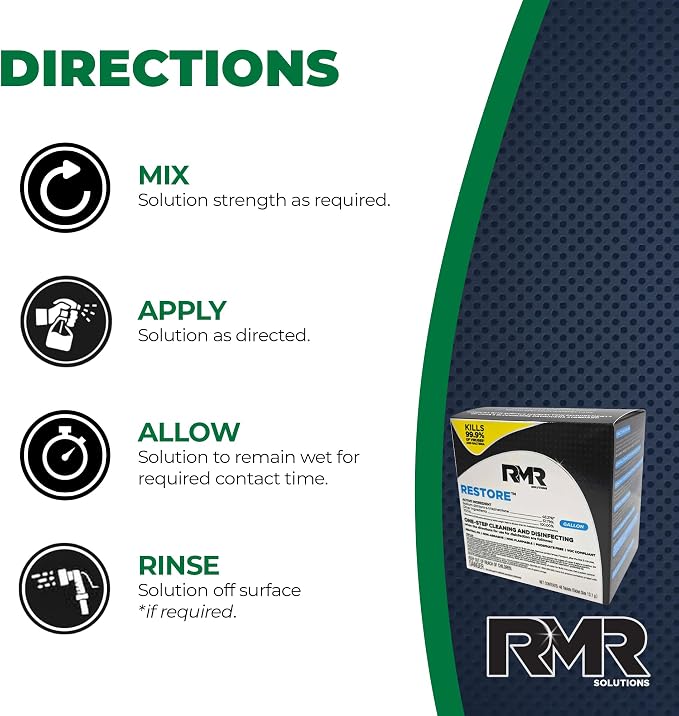 RMR Solutions RESTORE Disinfectant & Cleaner Concentrate, EPA Registered Mold Remover & Antibacterial Cleaning Solution for Kitchen, Bathroom, Floor, Home, Pet Areas, Counter, 13.1g, Makes 48 Gallons