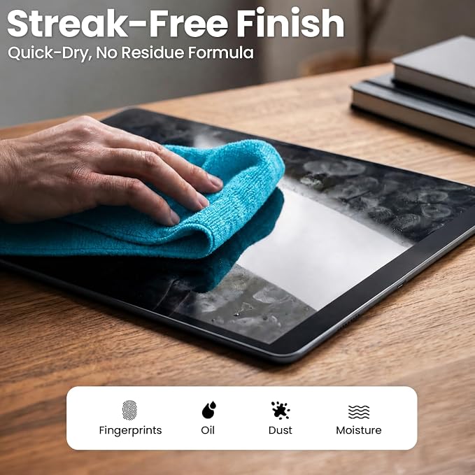 EVEO® TV Screen Cleaner Spray (Streak-Free) TV Screen Cleaner for Smart TV, LCD, LED, OLED | Computer Screen Cleaner Spray and Wipe Microfiber Cloth for TV, Monitor, Laptop, iPad, Car, Tesla & More