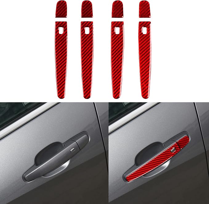 Car Exterior Door Handle Pull Panel Anti-Scratch Trim Stickers Compatible with Chevy Malibu 9th Gen 2016 2017 2018 2019 2020 2021 Real Carbon Fiber Accessories Decals