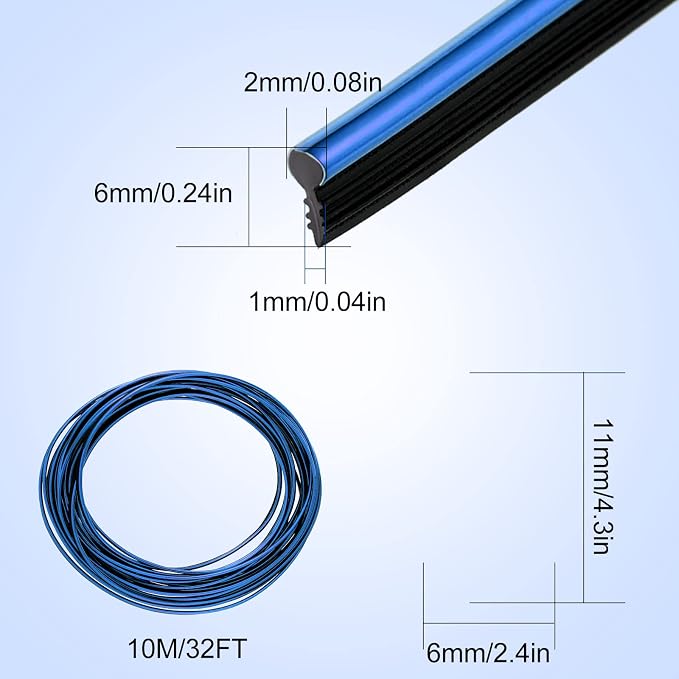 32 Feet Car Interior Moulding Trim Strips Universal Car Decoration Pinstriping Filler Insert Strips Dashboard Decorative DIY Flexible Garnish with Installing Tool(Simple Style,Blue)