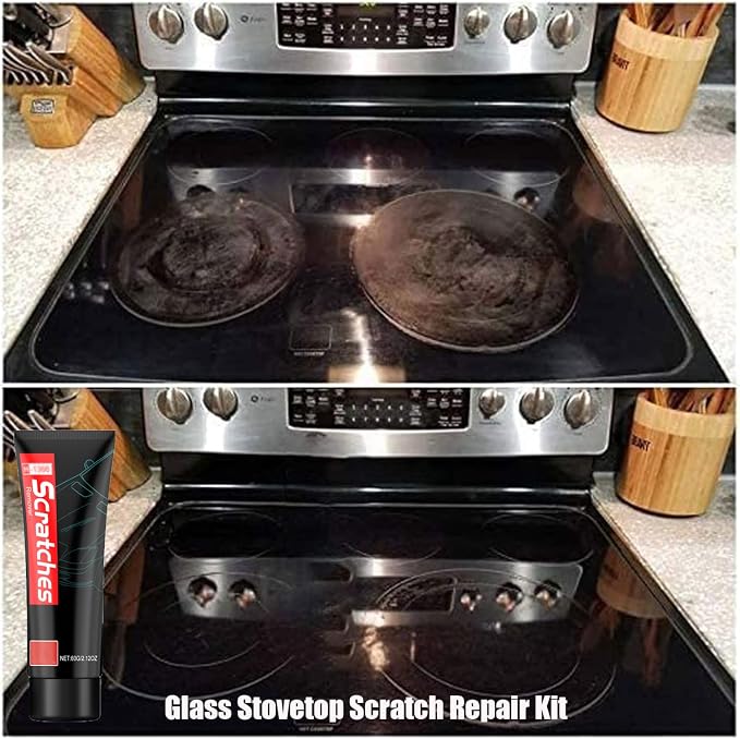 Glass Cooktop Scratch Remover, Glass Stovetop Scratch Remover for Black 𝐆lass Stove Top, Scratchfree Stove Top 𝐒cratch 𝐑emover, Car Cleaner and Polish Wax for 𝐆lass Ceramic Cooktop (60, Grams)