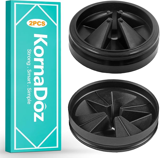2 Pack 3 3/8 Inch Garbage Disposal Splash Guard & Stopper Set, Drain Cover & Strainer, Easy Install Replacement Parts for Kitchen Sinks, Essential Home Kitchen Accessory, Black