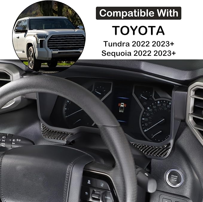Aunginsy Car Center Control Dashboard Decorative Stickers Compatible with Toyota Tundra/Sequoia 2022-2024 Real Carbon Fiber Center Console Dashboard Panel Protection Cover Trim Stickers Accessories