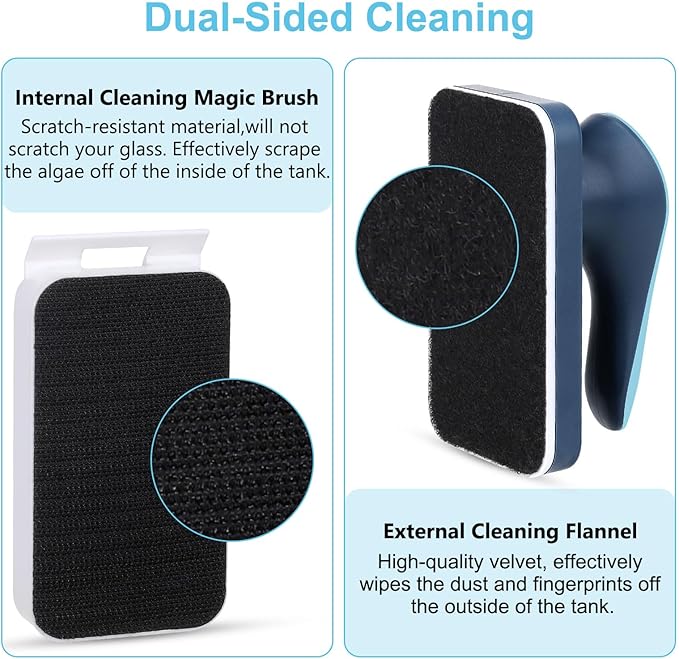 fishkeeper Aquarium Magnetic Glass Cleaner, Fish Tank Algae Cleaning Tool | Magnet with Algae Scraper for Glass Aquariums Tank, Floating Scrubber Brush, 2 Detachable Scrapers, Large