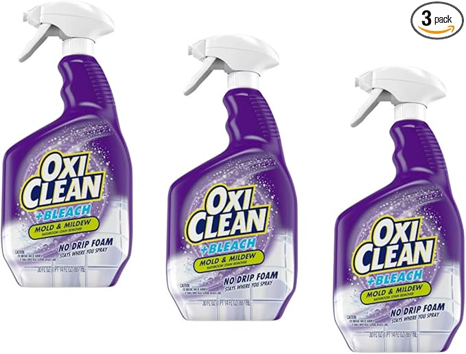 OxiClean plus Bleach, No Drip Foam, Mold & Mildew Bathroom Stain Remover 30 oz. Pack of 3