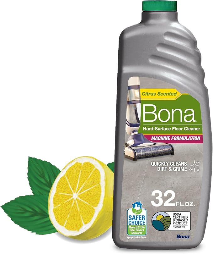 Bona® Hard-Surface Floor Cleaner - Hard-Floor Cleaning Machine Formulation - 32 fl oz - Lemon Mint