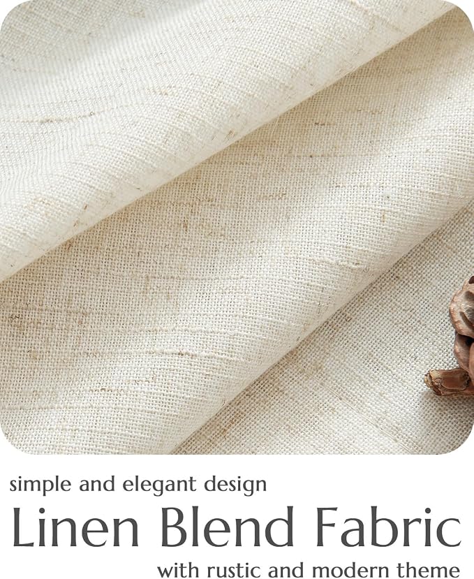 jinchan Linen Tier Curtains with Lined, 26x24, 2 Panels, Natural | Light filtering, rod pocket, cafe curtains, machine washable, small window treatment, cottage style, kitchen, laundry room
