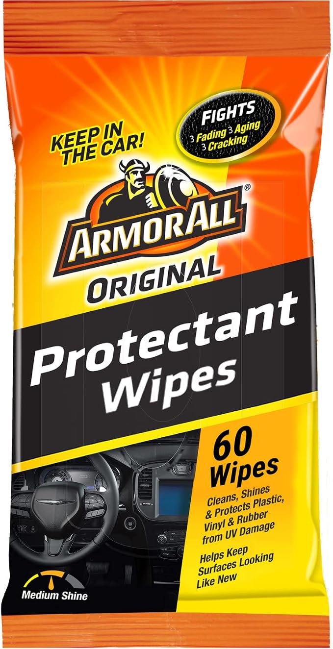 Armor All Car Protectant Wipes, Interior Car Wipes with UV Protection Against Cracking and Fading, 60 Count