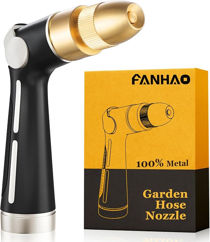 FANHAO Metal Thumb Control Adjustable Nozzle, High Pressure Garden Sprayer | Rustproof Hose Nozzle Heavy Duty, Non-Slip Ergonomic Grip, Elder & Child Friendly, Adjustable Patterns for Garden, Car, Pet
