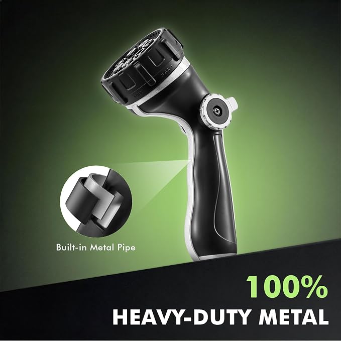 RESTMO Hose Nozzle Heavy Duty, Hose Spray Nozzle Thumb Control for Outdoor | 7 Adjustable Spray Patterns, Leak Proof Hose Nozzle with Flow Control, Ideal for Plants & Lawns, Cars & Pets
